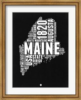 Framed Maine Black and White Map
