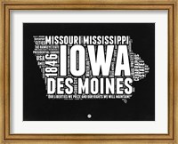 Framed Iowa Black and White Map