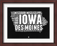 Framed Iowa Black and White Map
