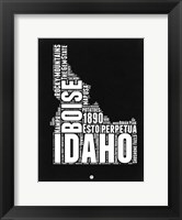 Framed Idaho Black and White Map