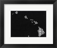 Framed Hawaii Black and White Map