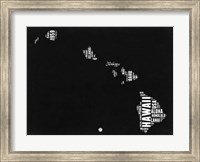 Framed Hawaii Black and White Map