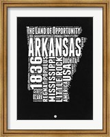 Framed Arkansas Black and White Map