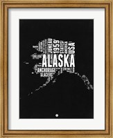 Framed Alaska Black and White Map