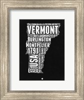 Framed Vermont Black and White Map