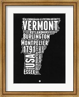 Framed Vermont Black and White Map