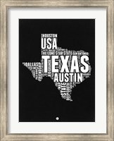 Framed Texas Black and White Map