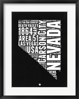 Framed Nevada Black and White Map