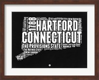 Framed Connecticut Black and White Map