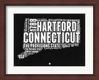 Framed Connecticut Black and White Map