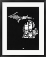 Framed Michigan Black and White Map
