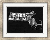 Framed Massachusetts Black and White Map