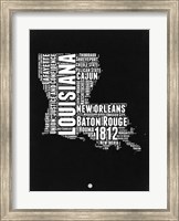Framed Louisiana Black and White Map