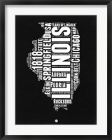 Framed Illinois Black and White Map
