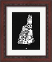 Framed New Hampshire Black and White Map