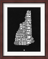Framed New Hampshire Black and White Map