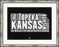 Framed Kansas Black and White Map