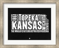 Framed Kansas Black and White Map