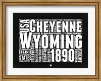 Framed Wyoming Black and White Map