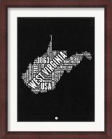 Framed West Virginia Black and White Map
