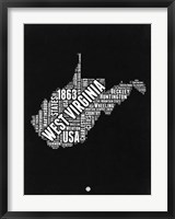 Framed West Virginia Black and White Map