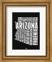 Framed Arizona Black and White Map