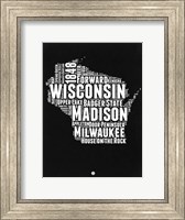 Framed Wisconsin Black and White Map
