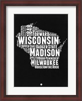 Framed Wisconsin Black and White Map