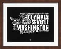 Framed Washington Black and White Map