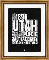 Framed Utah Black and White Map