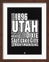 Framed Utah Black and White Map