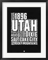 Framed Utah Black and White Map