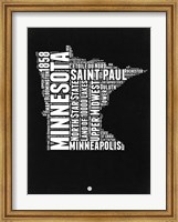 Framed Minnesota Black and White Map