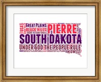 Framed South Dakota Word Cloud Map