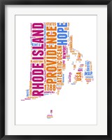 Framed Rhode Island Word Cloud Map