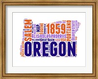 Framed Oregon Word Cloud Map