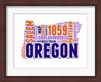 Framed Oregon Word Cloud Map