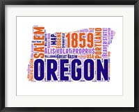 Framed Oregon Word Cloud Map