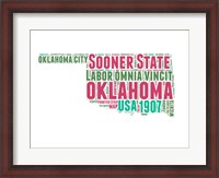 Framed Oklahoma Word Cloud Map