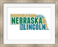 Framed Nebraska Word Cloud Map