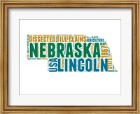 Framed Nebraska Word Cloud Map