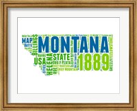 Framed Montana Word Cloud Map