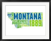 Framed Montana Word Cloud Map