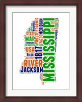 Framed Mississippi Word Cloud Map