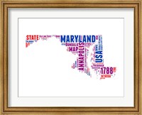 Framed Maryland Word Cloud Map