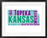 Framed Kansas Word Cloud Map