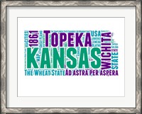 Framed Kansas Word Cloud Map