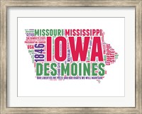 Framed Iowa Word Cloud Map
