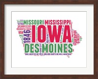 Framed Iowa Word Cloud Map