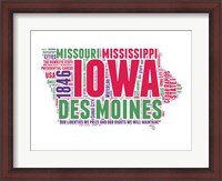 Framed Iowa Word Cloud Map